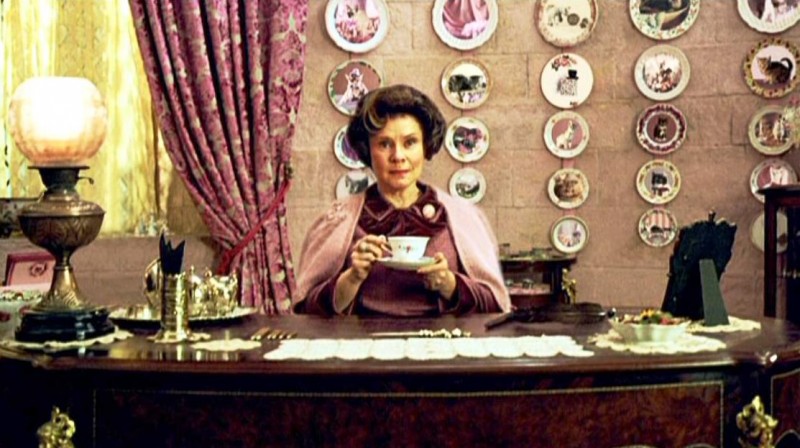 Umbridge in her office at Hogwarts