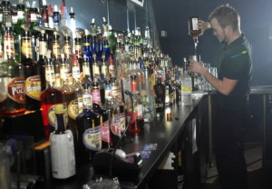 bar tender serving fireball