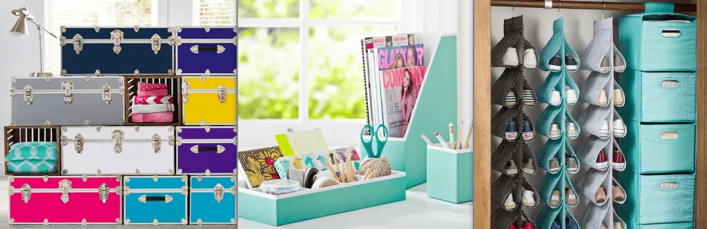 pottery barn dorm organization