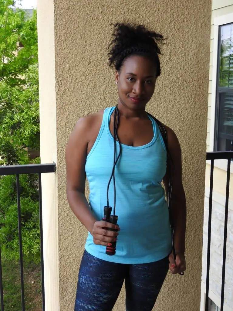 Jan getting ready to Jumprope to kee headaches at bay!