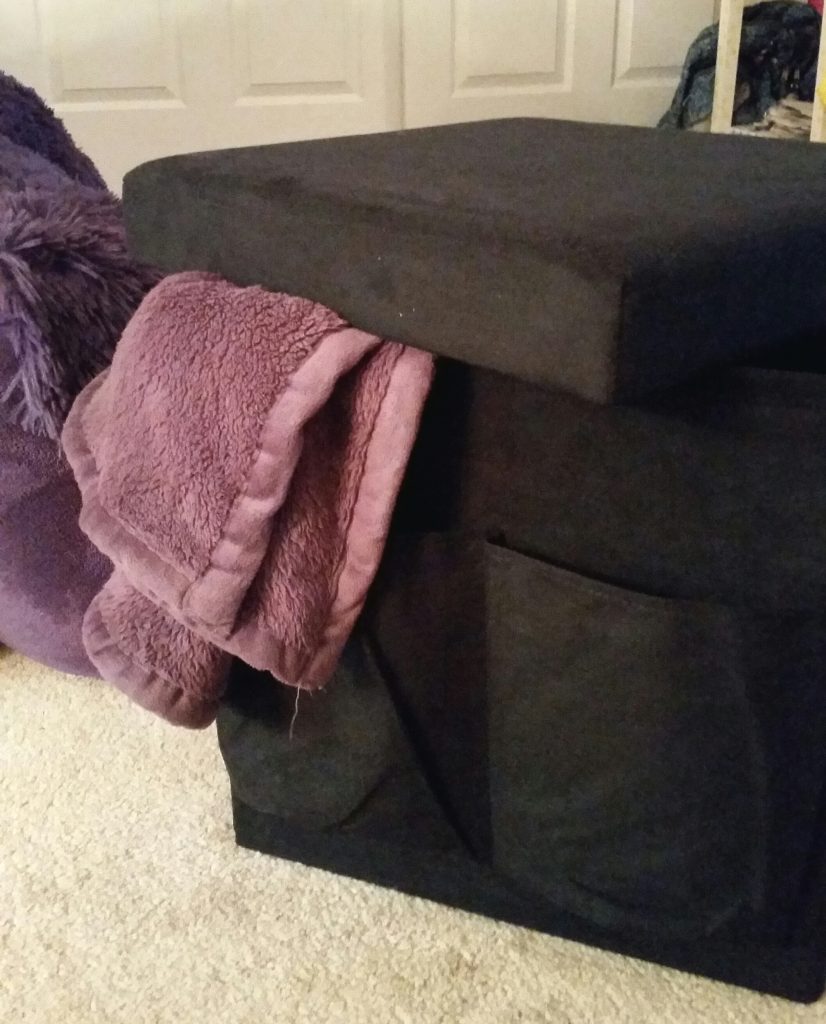 storage ottoman in the best dorm room on campus