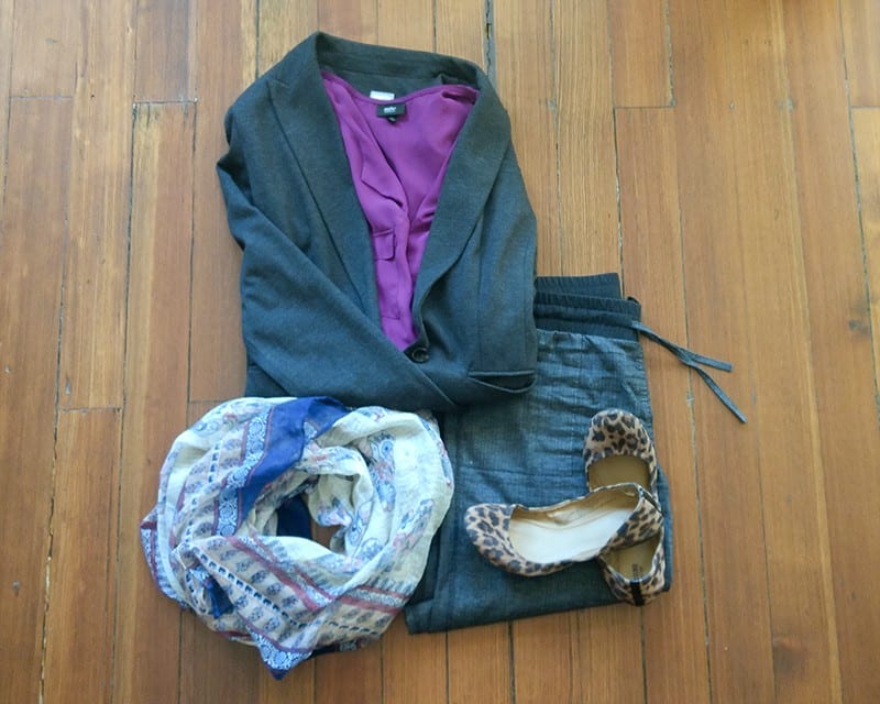 clothing laid on the floor for a capsule wardrobe