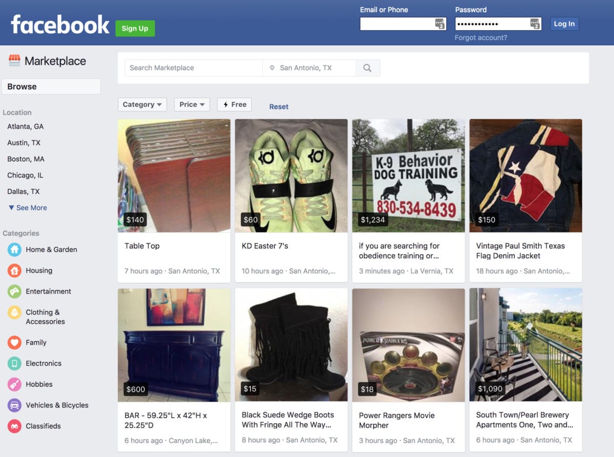 Facebook marketplace is a great place to sell your stuff