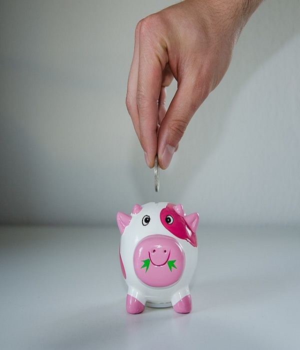 Putting Coin in Piggy Bank