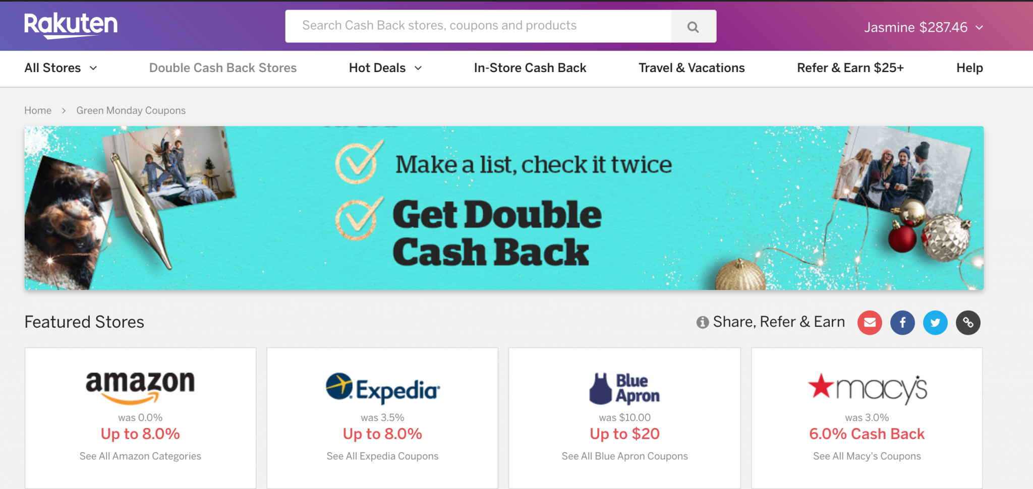 Rakuten rakuten website get double cash back