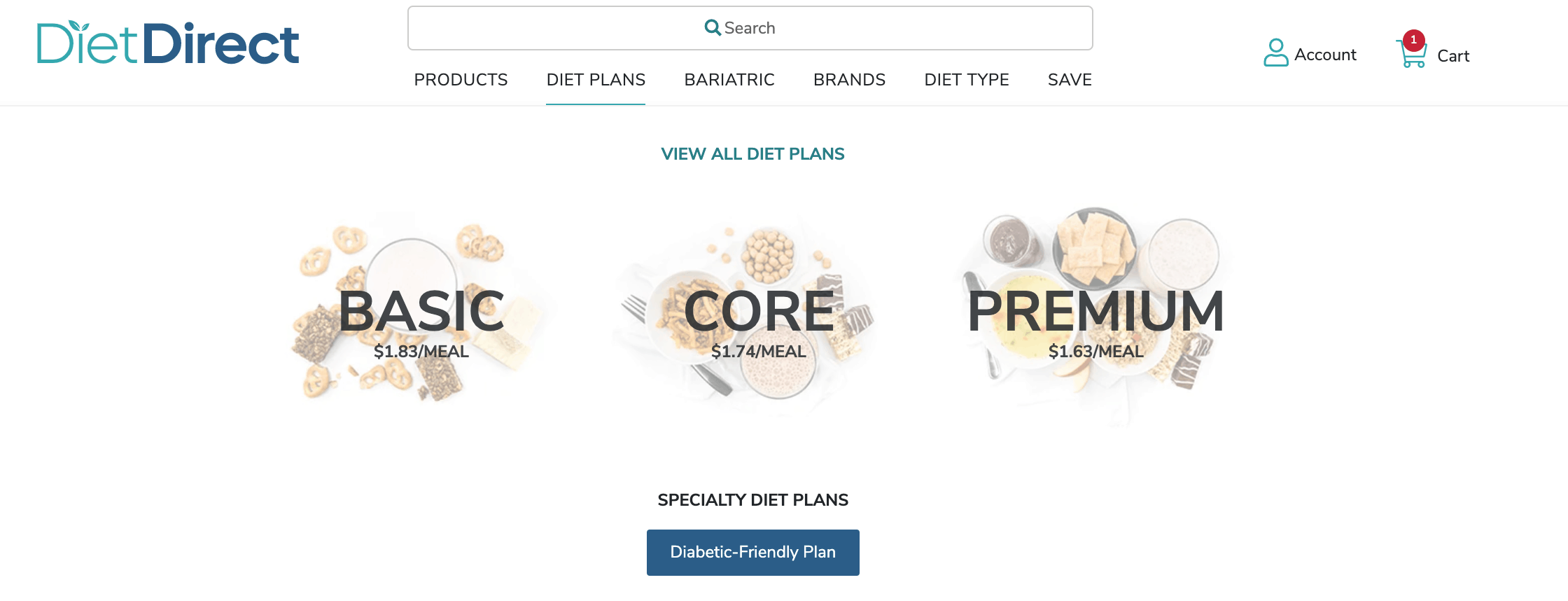 Diet Direct Basic, core, and premium diet direct plans