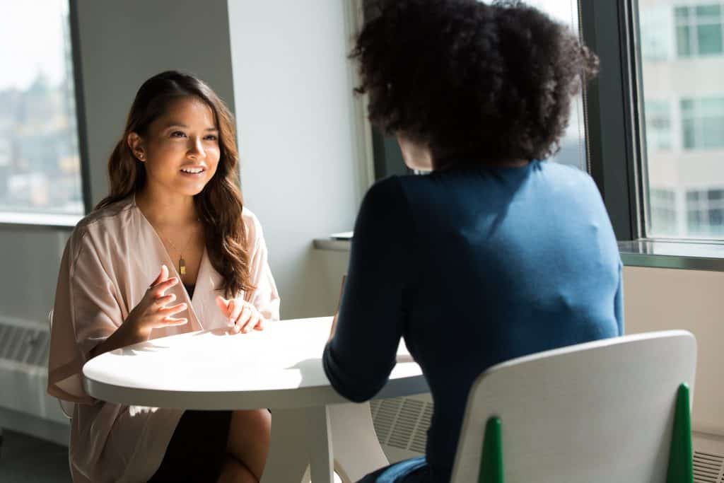Two women during an interview
