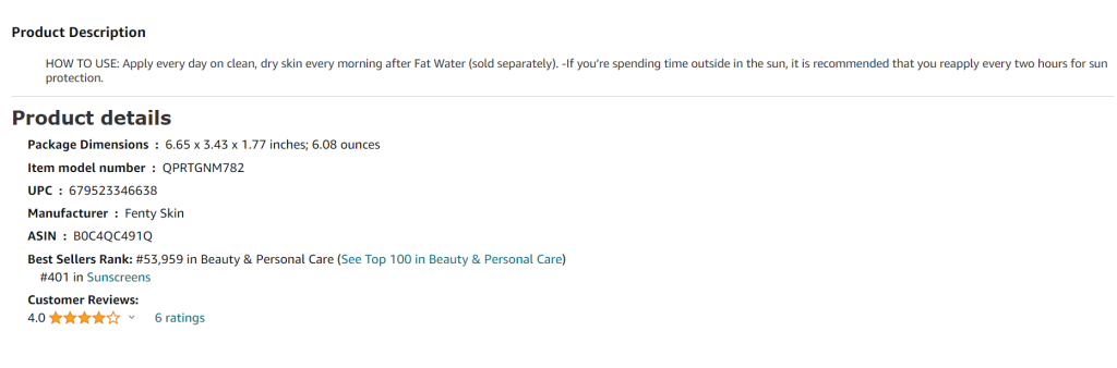 Product description of cream