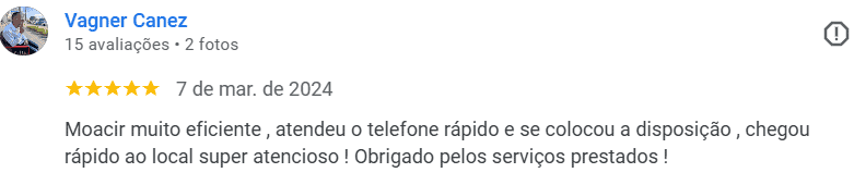 Avaliação de Vagner Canez sobre a eficiência e rapidez no atendimento da Moacir Guincho.