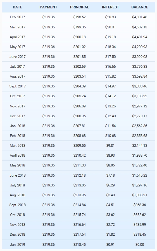 Two Year Loan Schedule - The Brilliance of Making Additional Principal Payments