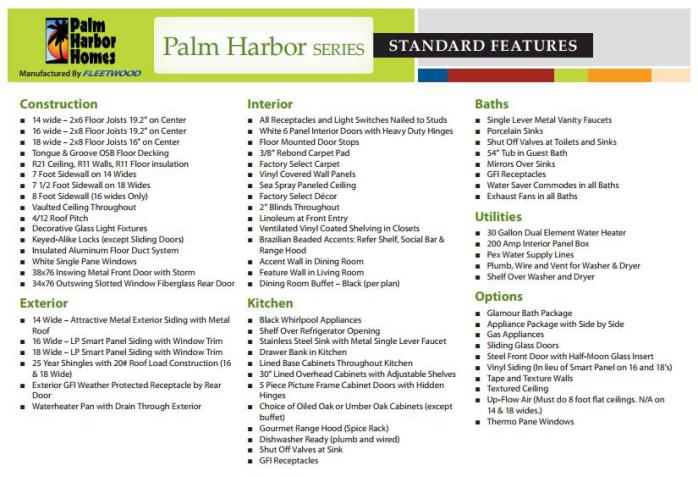 smart upgrades to make when buying a new manufactured home - (an information sheet with a manufactured home models specs)