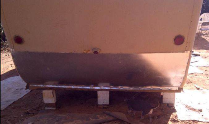 1954 Pacemaker Tri-level Mobile Home Remodel - exterior damaged repaired
