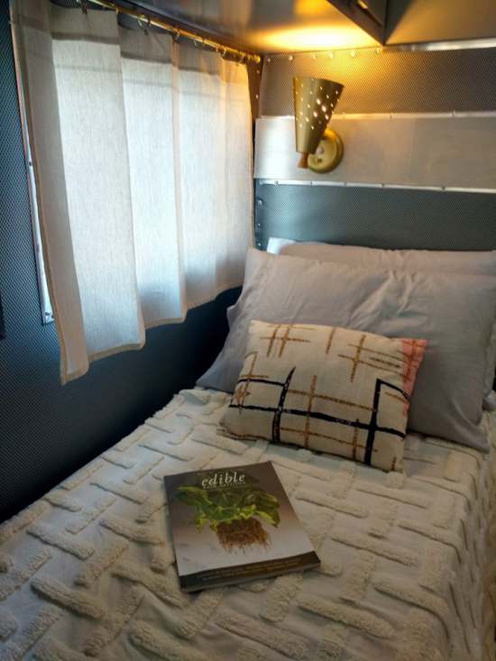 Vintage Camper Restoration - 1962 Streamline Dutchess - Interior After - close up sleeping area