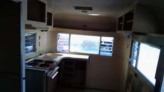 Vintage Camper Restoration - 1962 Streamline Dutchess - Interior During restoration 
