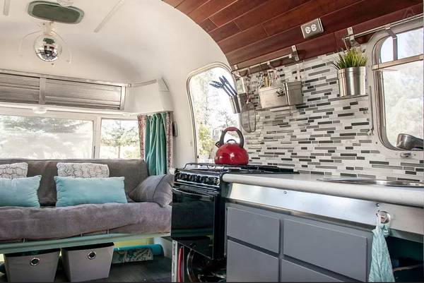 1976 Argosy Airstream camper remodel - kitchen 