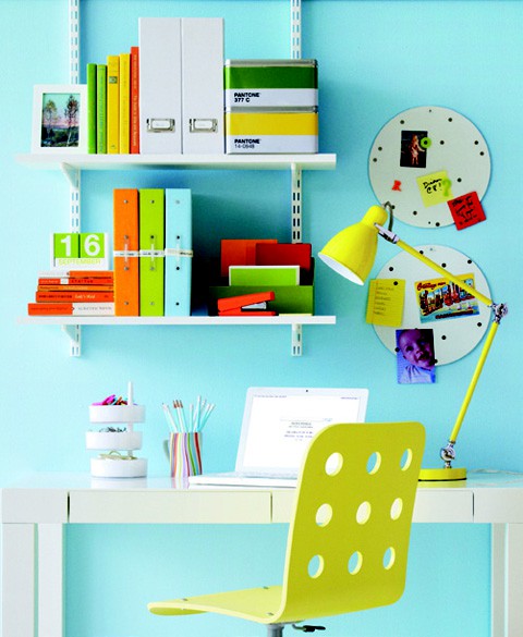19 Great Home Office Ideas for Small Mobile Homes - bright and bold 