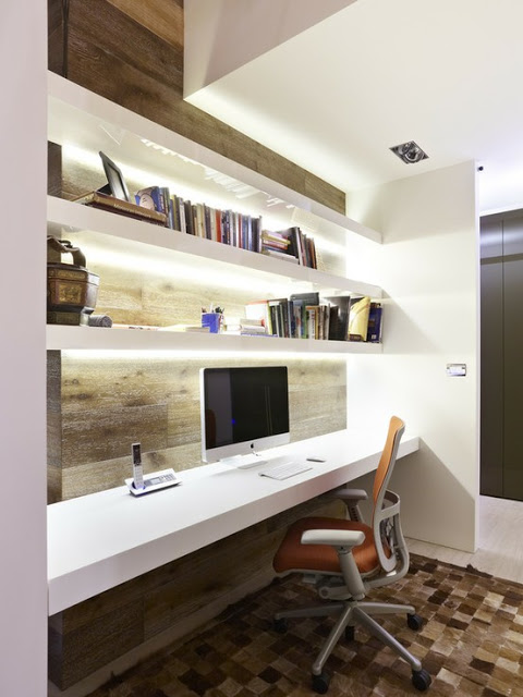 19 Great Home Office Ideas for Small Mobile Homes -  3 shelves 