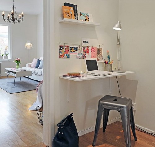19 Great Home Office Ideas for Small Mobile Homes - simple shelf desk