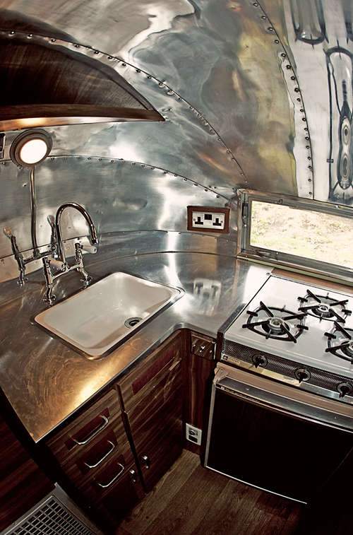 2 Bambi Airstream with Brown Leather Interior Decor b