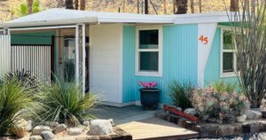 cute teal single wide mobile home