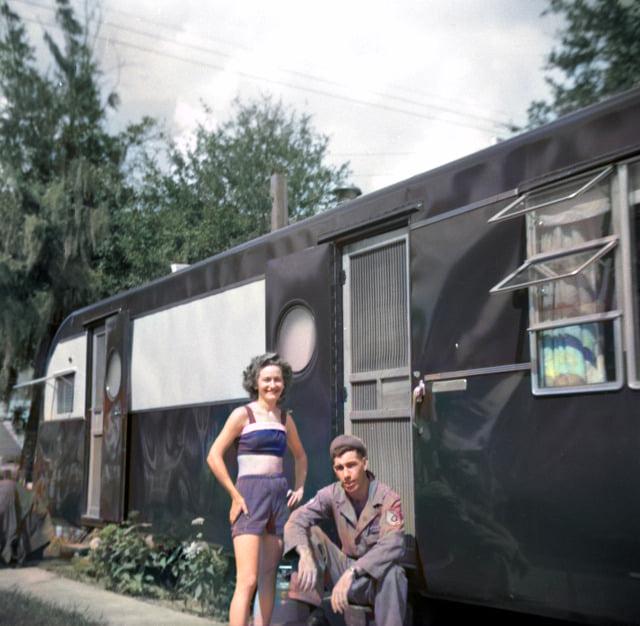 vintage trailer w couple