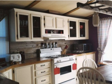7 affordable ways to update mobile home kitchen cabinets - primitive style with chicken wire on cabinets