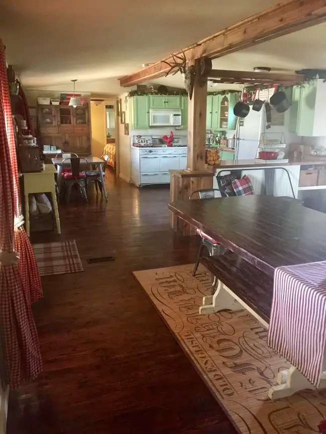 1985 Liberty single wide mobile home remodel - kitchen and dining room after