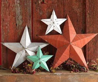 Barn stars used in primitive country decor