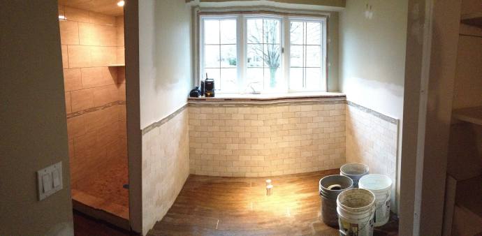 Bathroom Remodels-Bathroom Remodel 1 - During Remodel Tub area