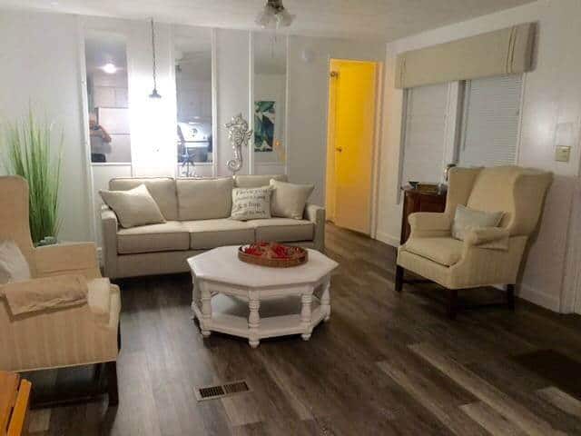 Beautiful $15,000 Single Wide Manufactured Home - gorgeous living room after makeover