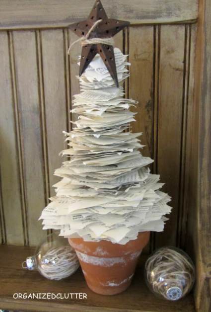Christmas Tree made from book pages - Cheap DIY Christmas Decor