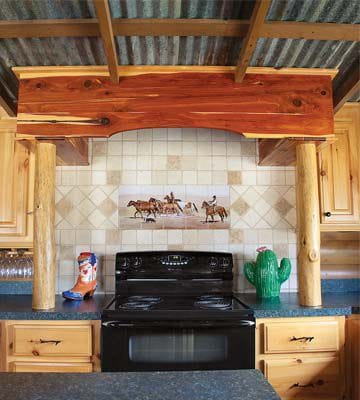 Down-home-on-the-range-stove in cabin kitchen_c