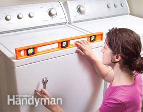 Quiet a noisy washer by leveling it.