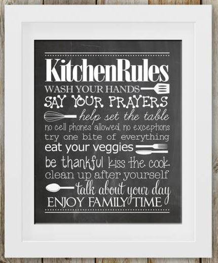 Free Kitchen Rules Chalk Printable - DIY Wall Art