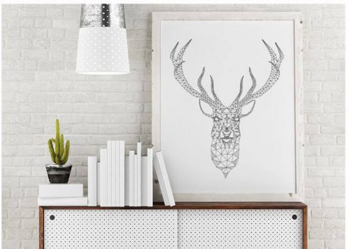 Free geometric Deer Printable - cheap wall art ideas