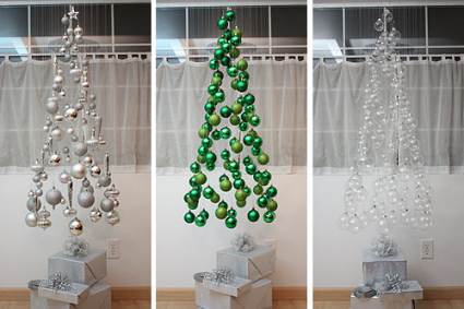 Hanging Ornaments Tree - Cheap DIY Christmas Decor Ideas