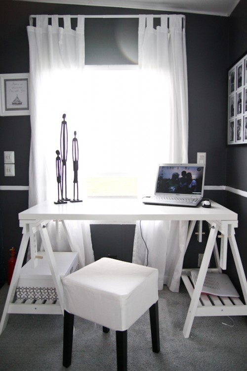 Modern Camper Makeover with Grey and White Office 