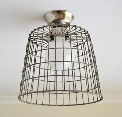 Industrial basket ceiling light - DIY