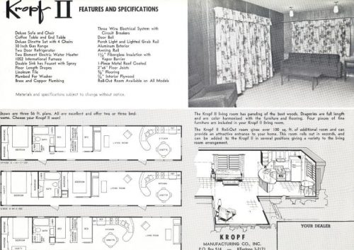 Kropf Floorplans - vintage mobile home and manufactured home floor plan