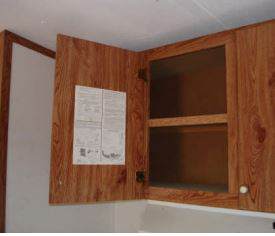 Location of Manufactured Home Data Plates - Upper kitchen cabinet