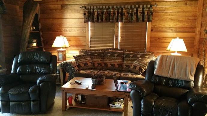 Manufactured Home Gets Rustic Cabin Makeover - Living Room After 2