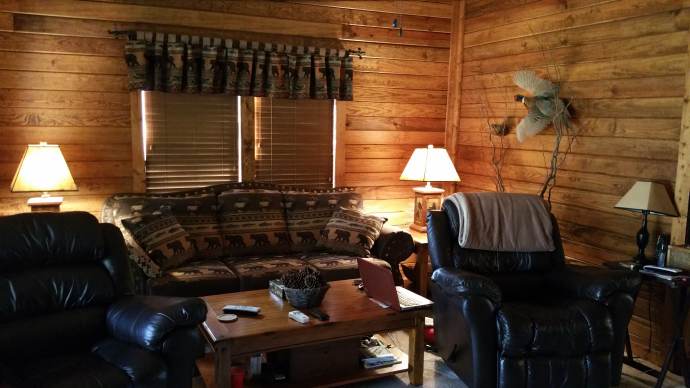 Manufactured Home Gets Rustic Cabin Makeover - Living Room After