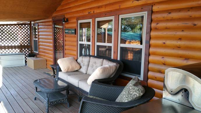 Manufactured Home Log Siding Makeover - Porch