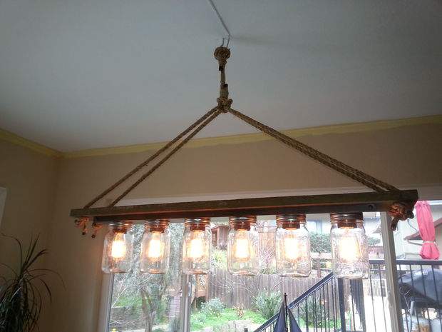 Mason Jar 6 light Edison hanging lamp - DIY 28 great lights you can make