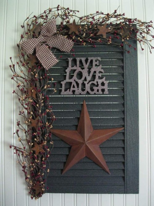 Old shutters used in primitive country decor