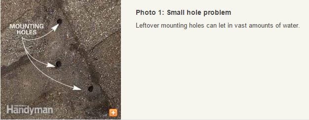 find leaks - Small holes in mobile home roofing