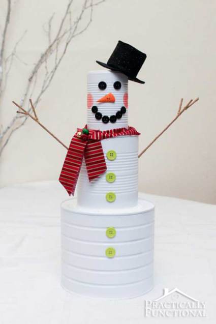 Soup Can Snowman - Affordable DIY Christmas Decor Ideas