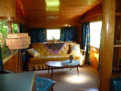 Vintage Mobile Homes and Campers - 1953 Silver Star - restored interior - living room