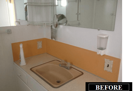 bathroom before remodel in vintage mobile home