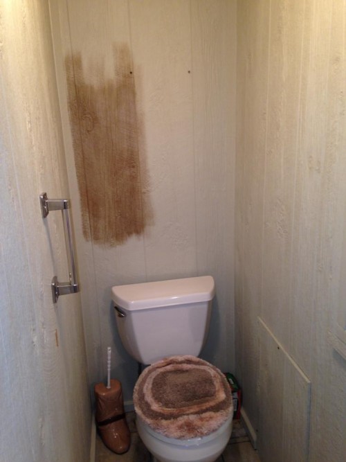 bathroom before faux painting in rustic style